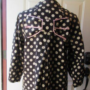 3 Sisters Polka Dot Swing coat with Back Bow size S